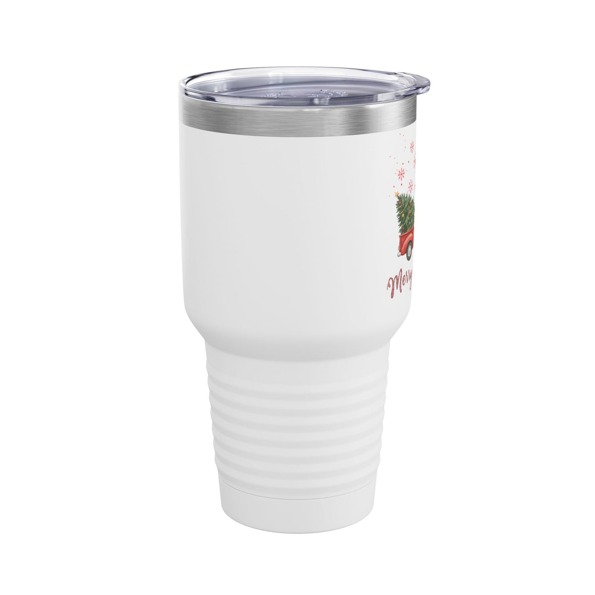 Merry Christmas Red Truck 30oz Tumbler, Farmhouse Christmas Cup