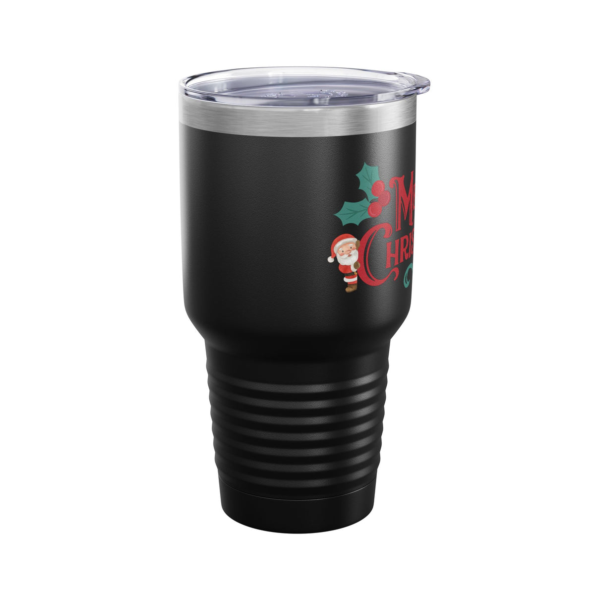 Merry Christmas Santa and Snowman 30oz Tumbler, Holiday Travel Cup