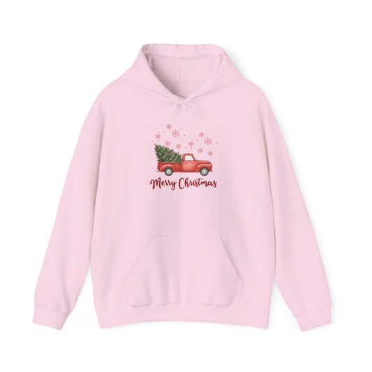Merry Christmas Red Truck Hoodie, Vintage Christmas Tree Truck Sweatshirt