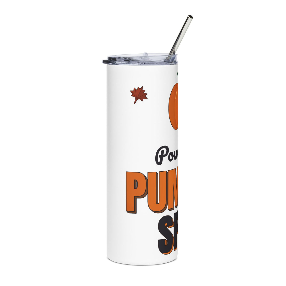Powered by Pumpkin Spice 20oz White Tumbler, Fall Coffee Cup