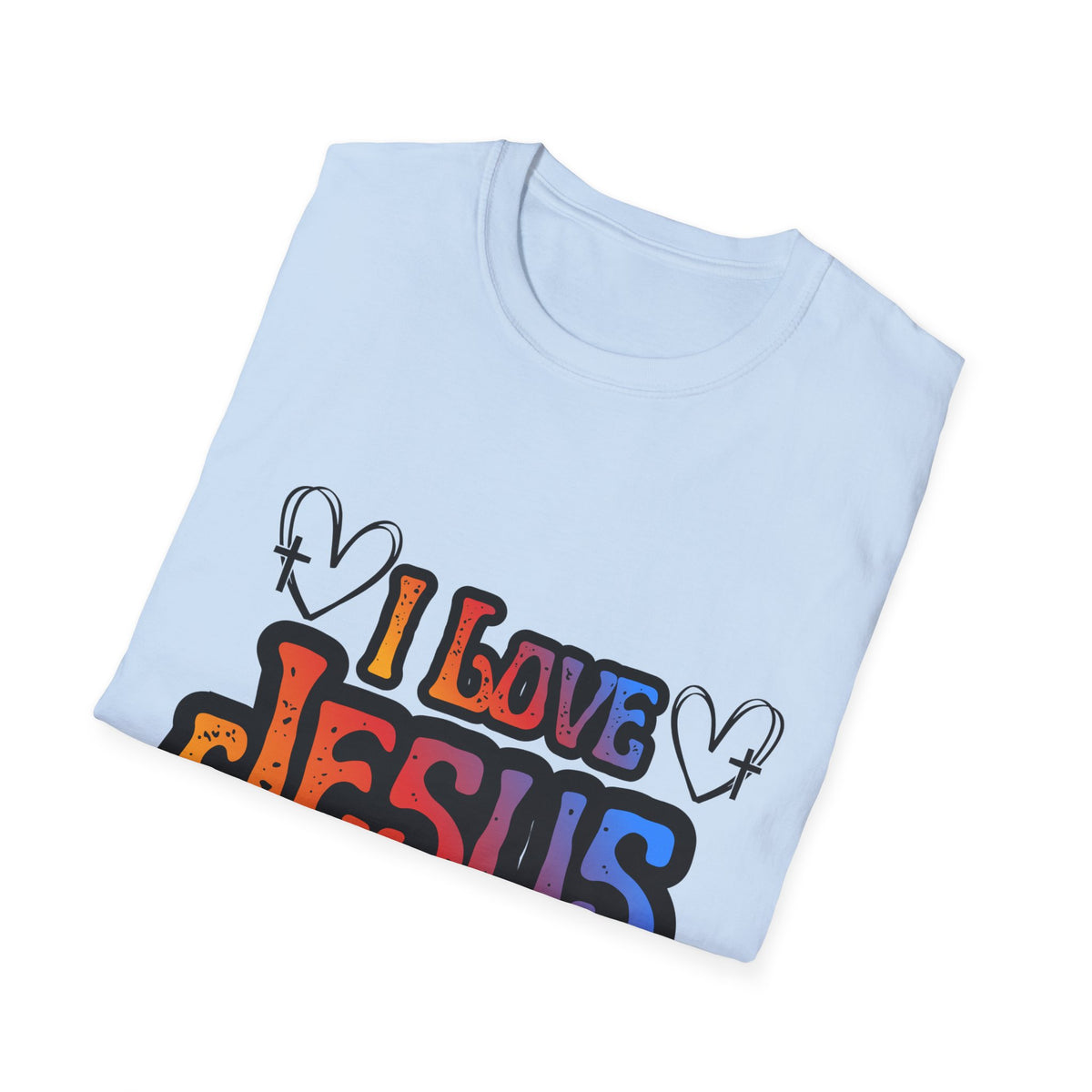I Love Jesus Shirt, Saved By Grace Colorful Christian Tee
