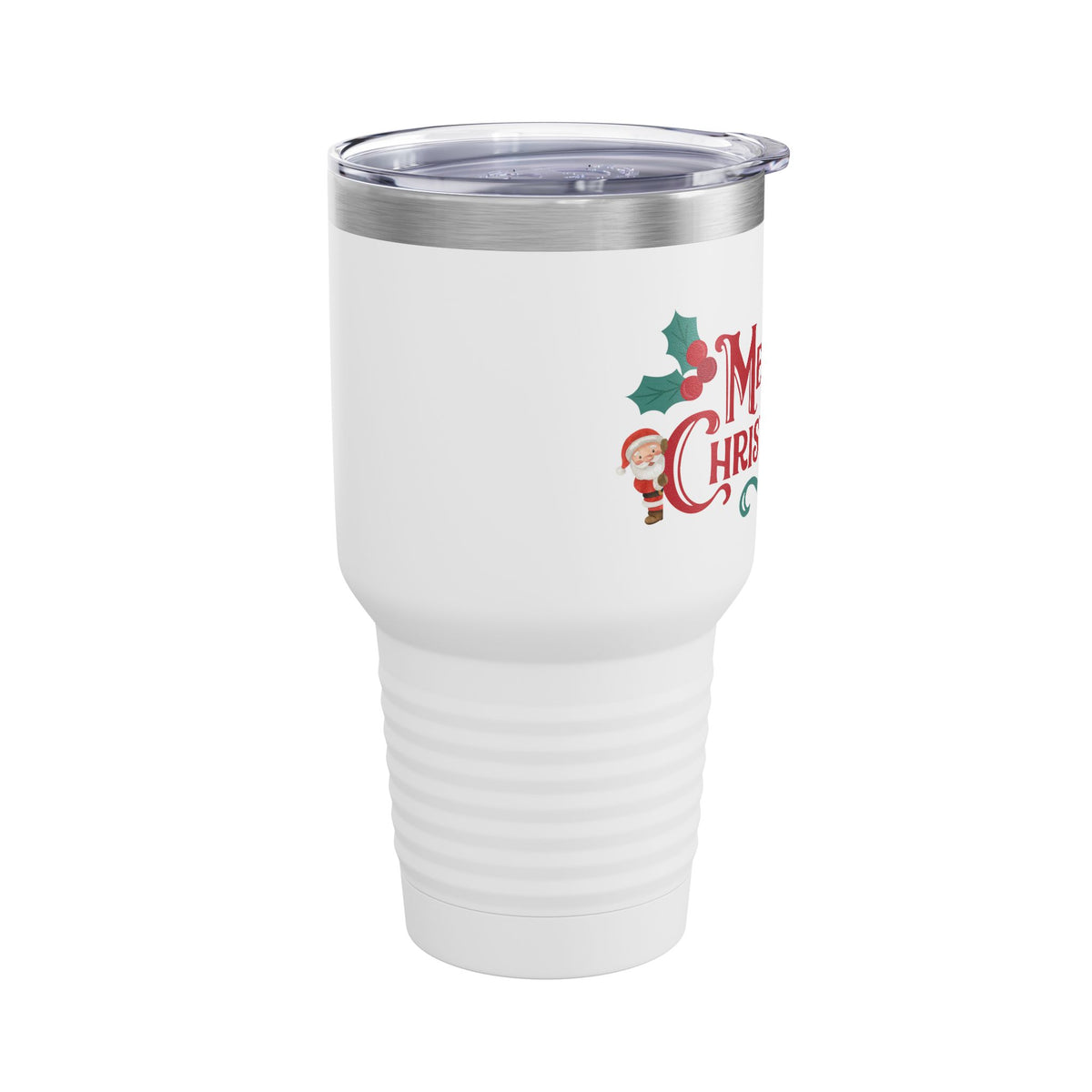 Merry Christmas Santa and Snowman 30oz Tumbler, Holiday Travel Cup