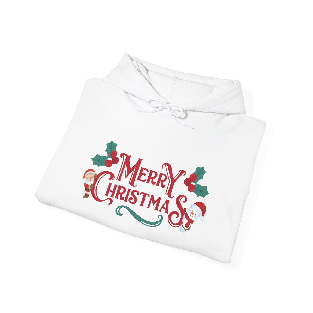 Merry Christmas Santa and Snowman Hoodie, Festive Holiday Sweatshirt