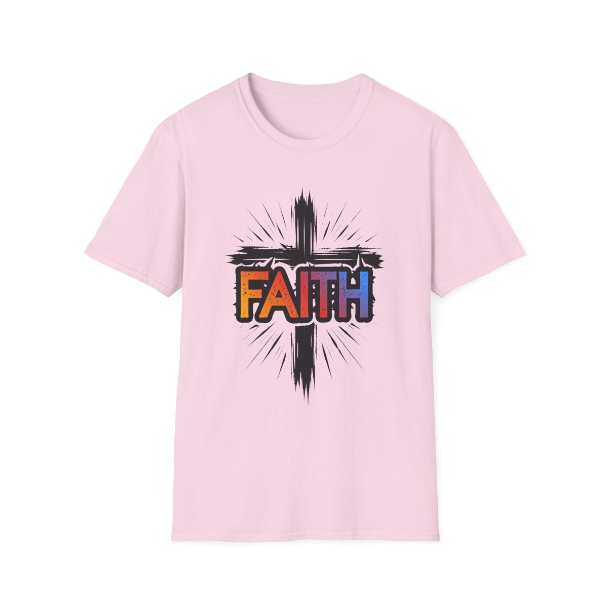 Faith Cross Shirt, Bold Colorful Christian Light Colored Tee
