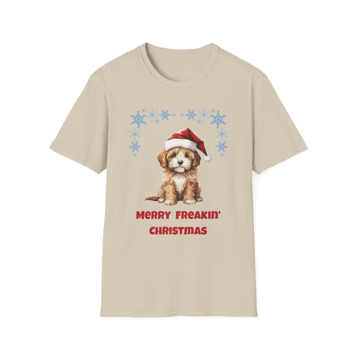 Merry Freakin' Christmas Snowflake Puppy Shirt, Cute Dog Christmas Tee