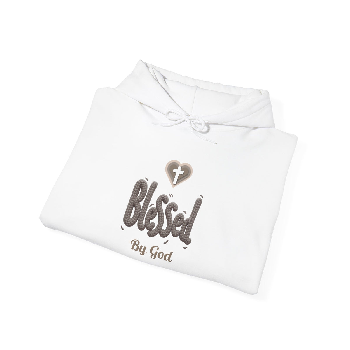 Blessed By God Light Colored Hoodie, Christian Heart Cross Sweatshirt