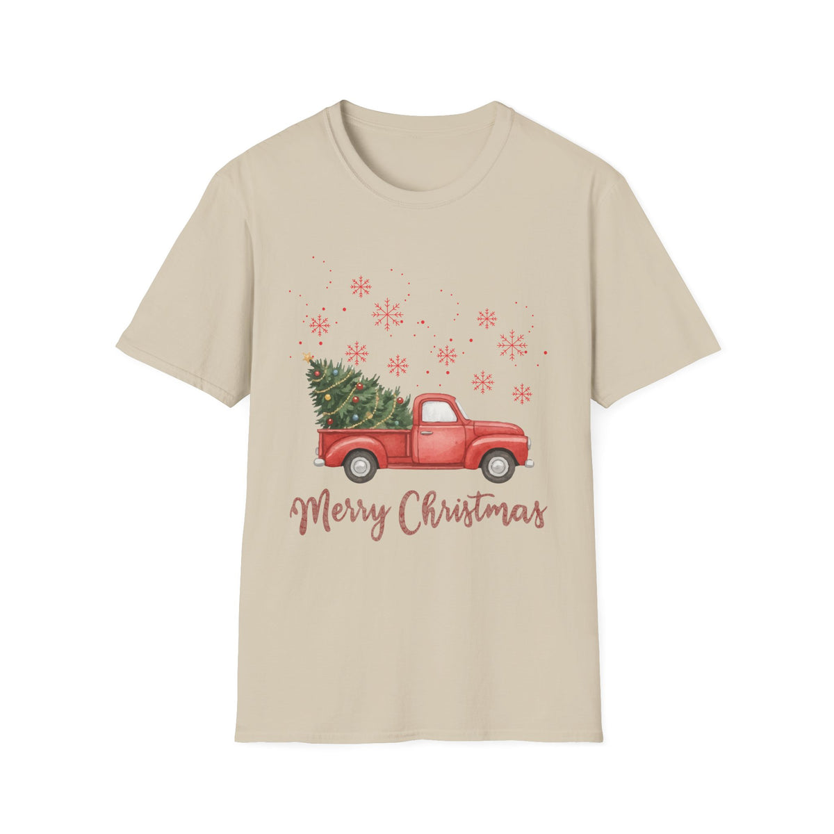 Merry Christmas Red Truck Shirt, Vintage Christmas Tree Truck Tee •