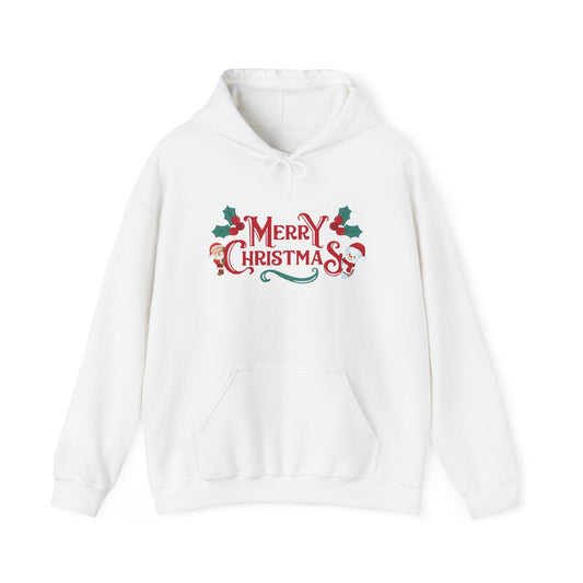 Merry Christmas Santa and Snowman Hoodie, Festive Holiday Sweatshirt
