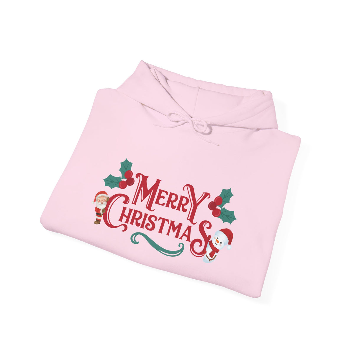 Merry Christmas Santa and Snowman Hoodie, Festive Holiday Sweatshirt