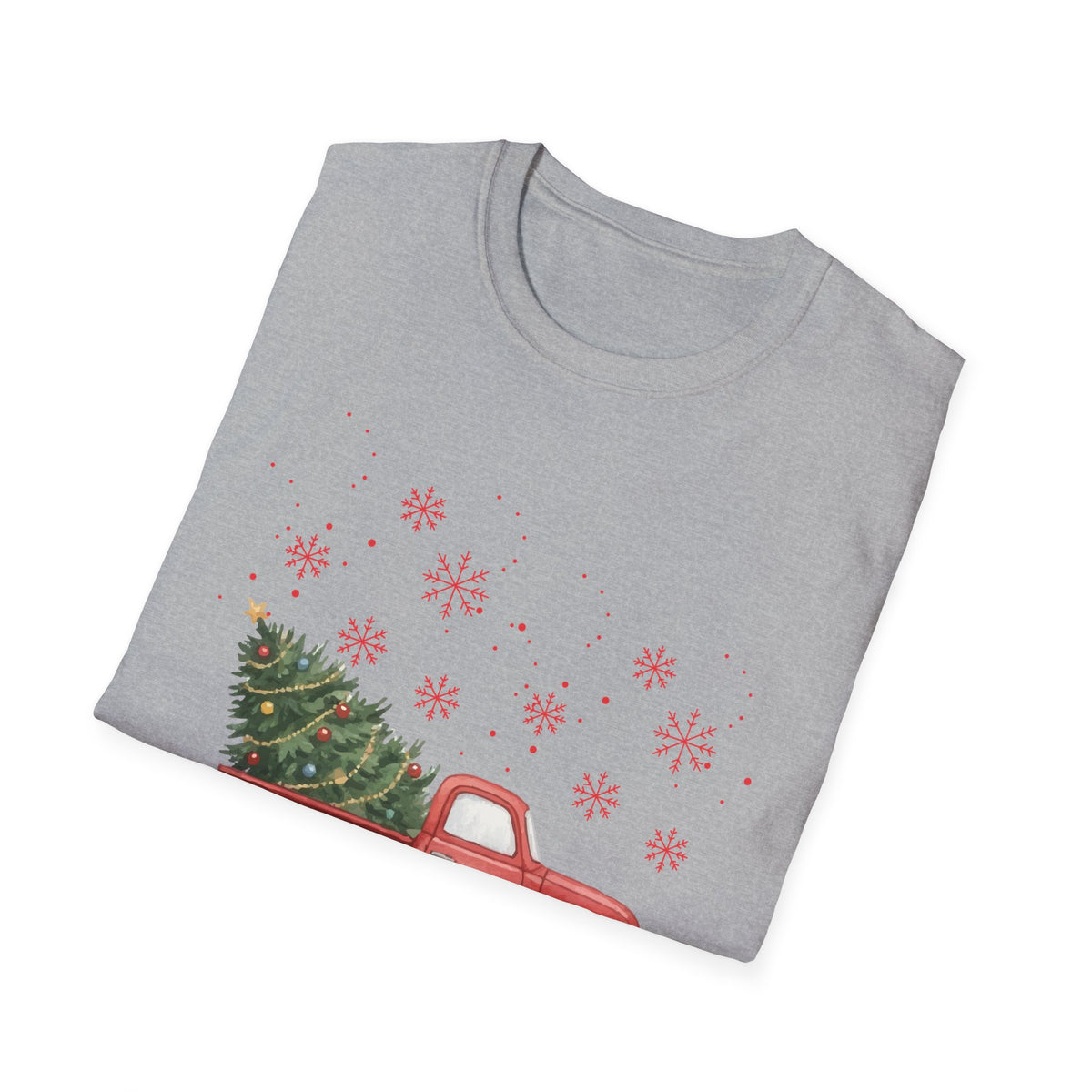 Merry Christmas Red Truck Shirt, Vintage Christmas Tree Truck Tee •