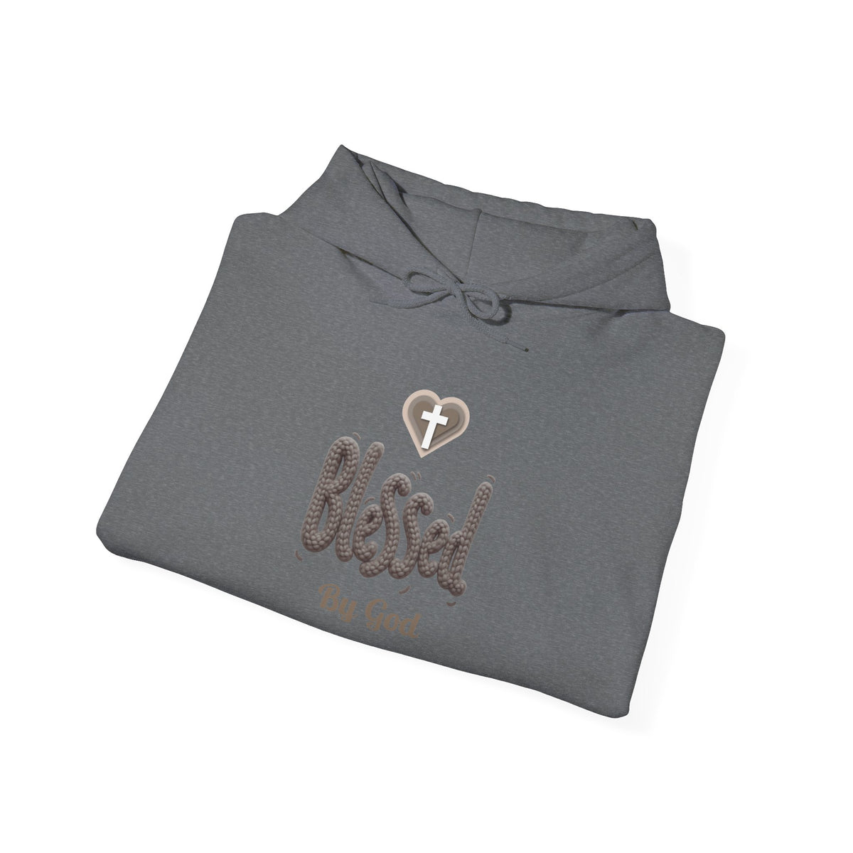 Blessed By God Light Colored Hoodie, Christian Heart Cross Sweatshirt