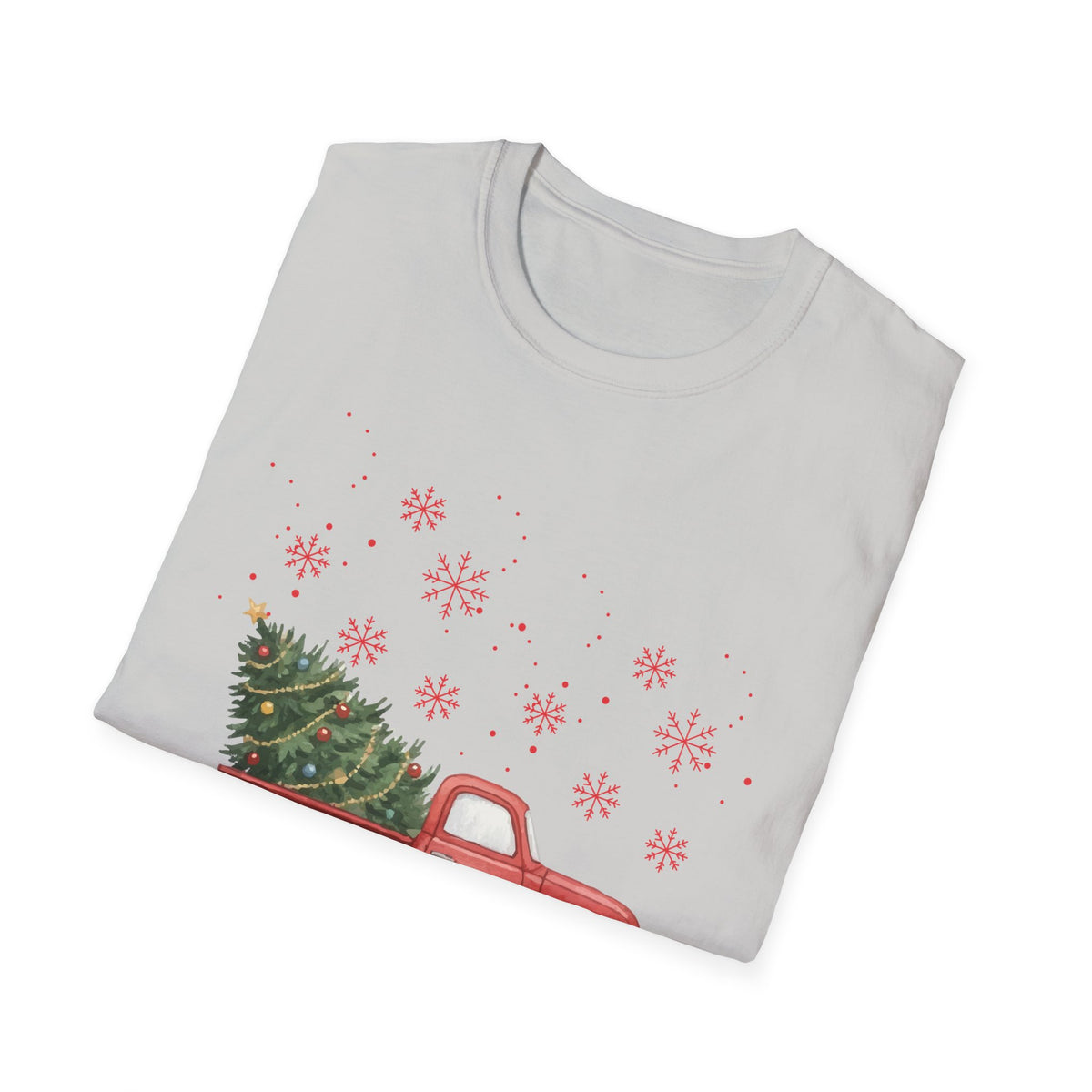 Merry Christmas Red Truck Shirt, Vintage Christmas Tree Truck Tee •