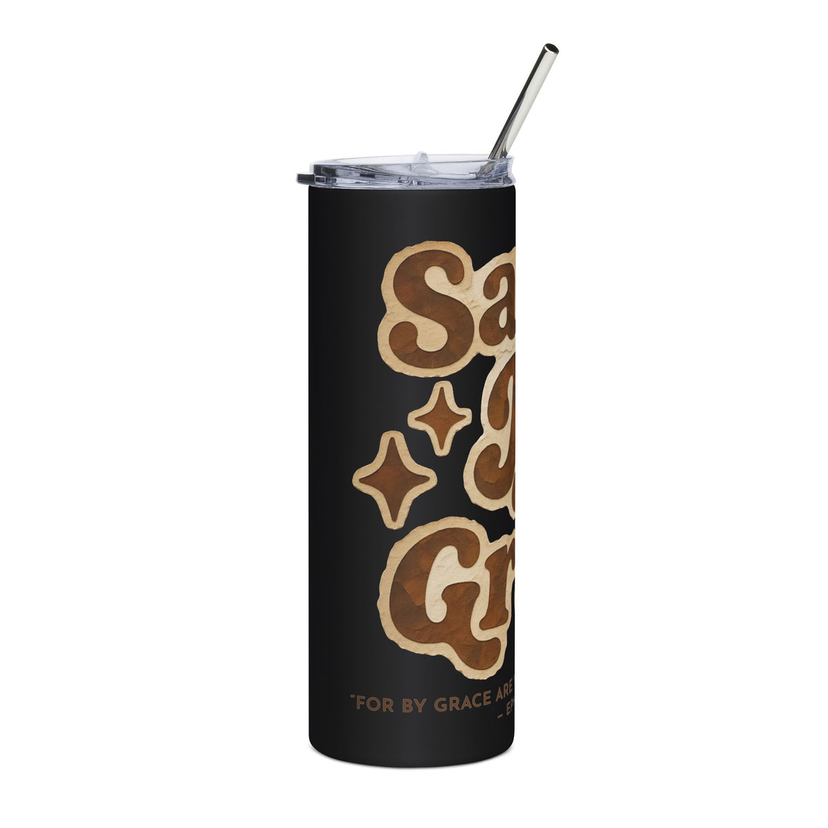 Saved By Grace 20oz Light Colored Tumbler, Ephesians 2:8 Christian Cup