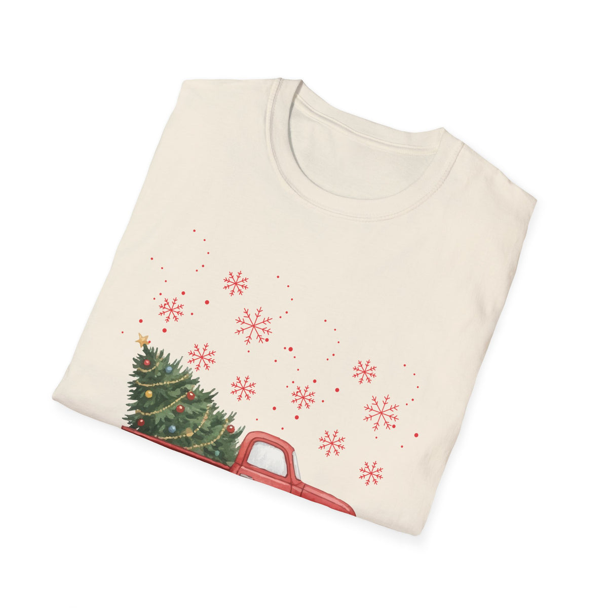 Merry Christmas Red Truck Shirt, Vintage Christmas Tree Truck Tee •