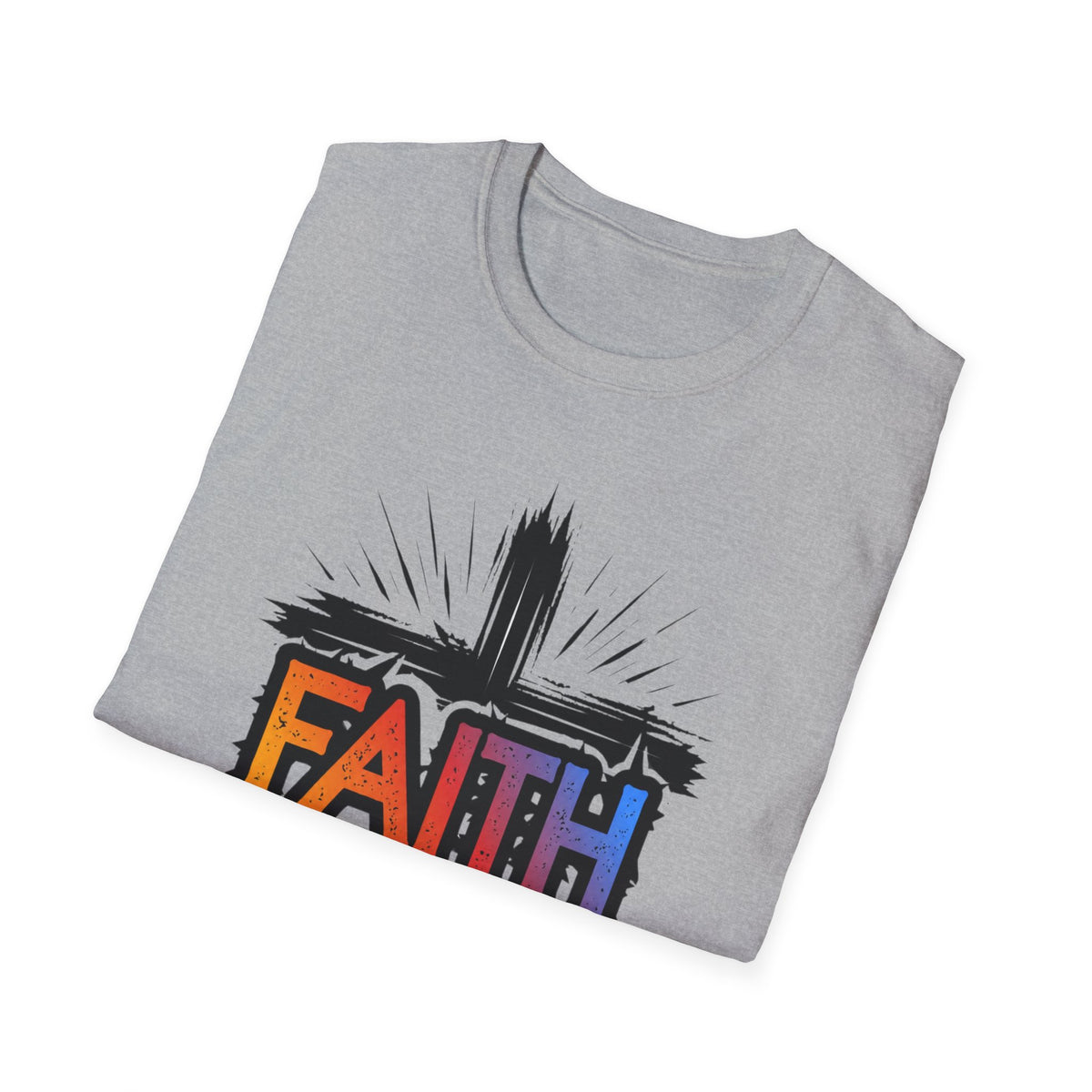 Faith Cross Shirt, Bold Colorful Christian Light Colored Tee