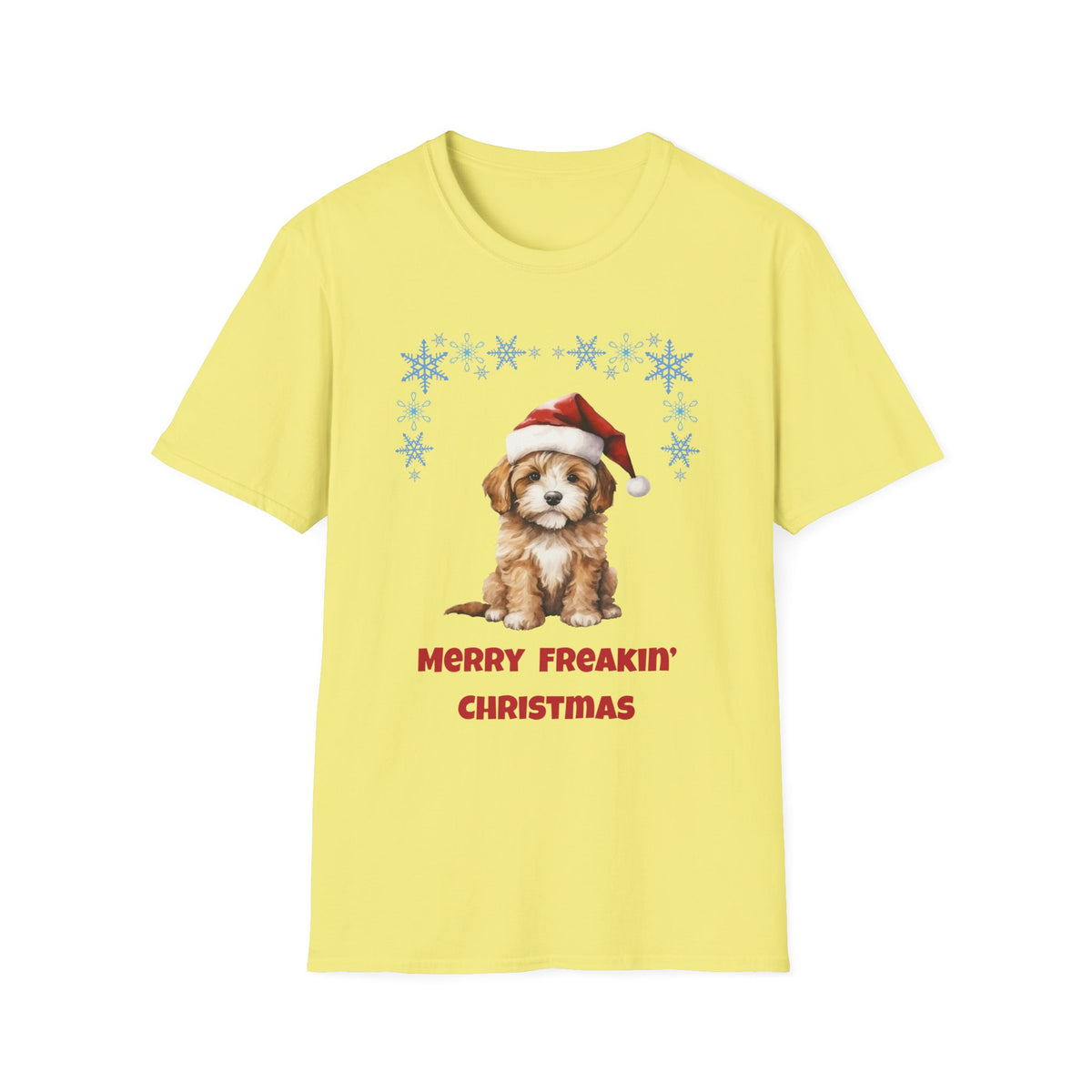 Merry Freakin' Christmas Snowflake Puppy Shirt, Cute Dog Christmas Tee
