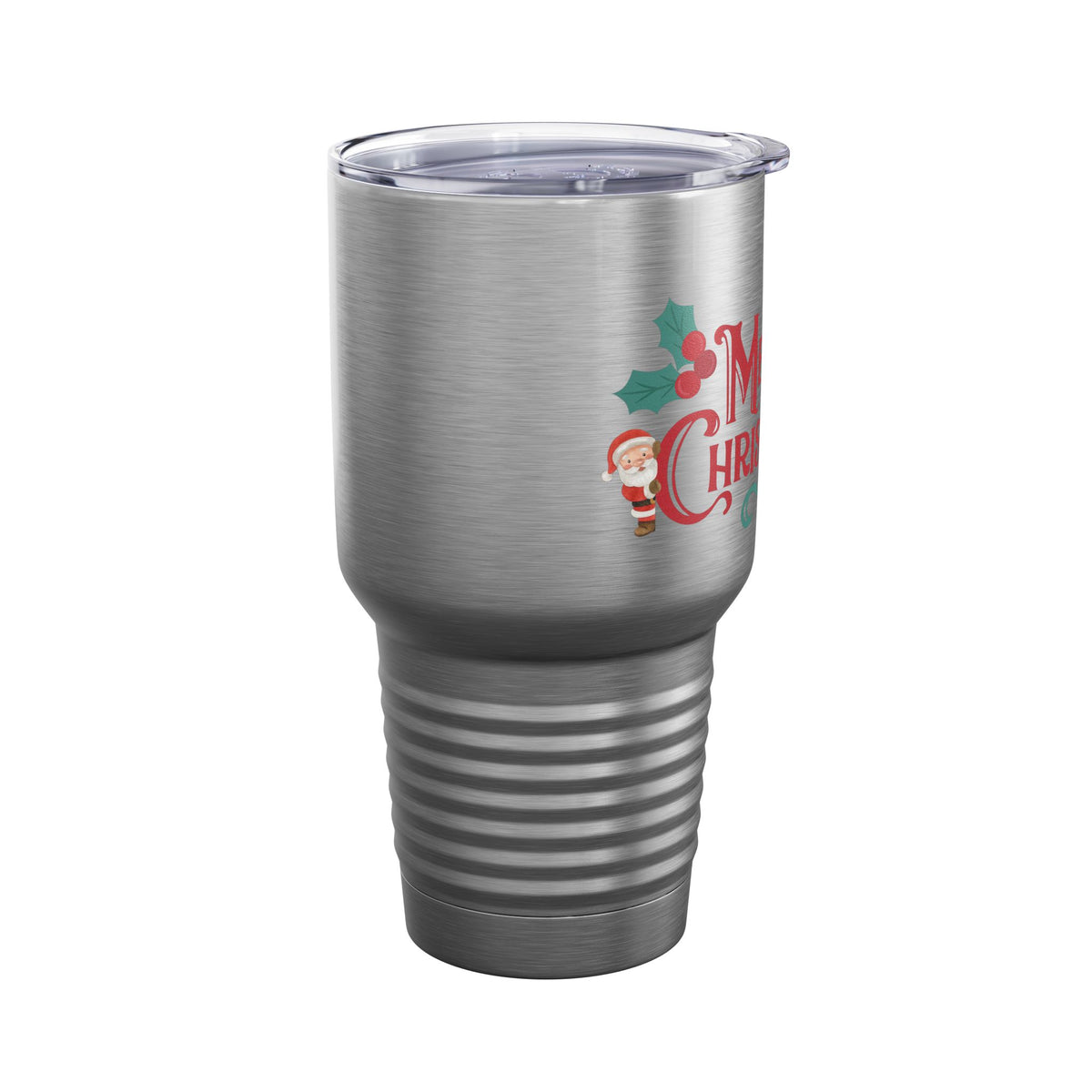Merry Christmas Santa and Snowman 30oz Tumbler, Holiday Travel Cup