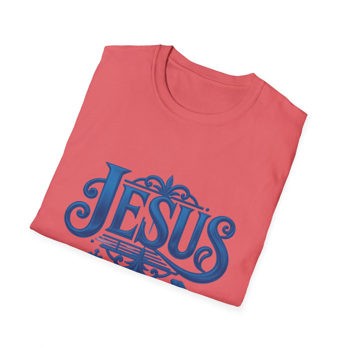 Jesus Blue Scroll Shirt, Christian Faith Tee