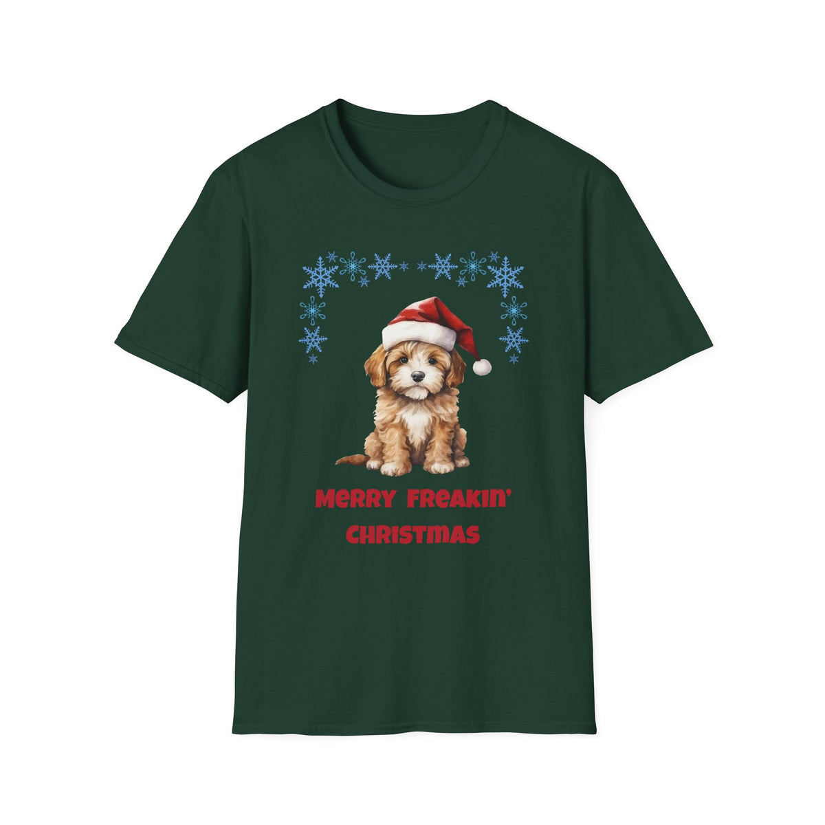 Merry Freakin' Christmas Snowflake Puppy Shirt, Cute Dog Christmas Tee