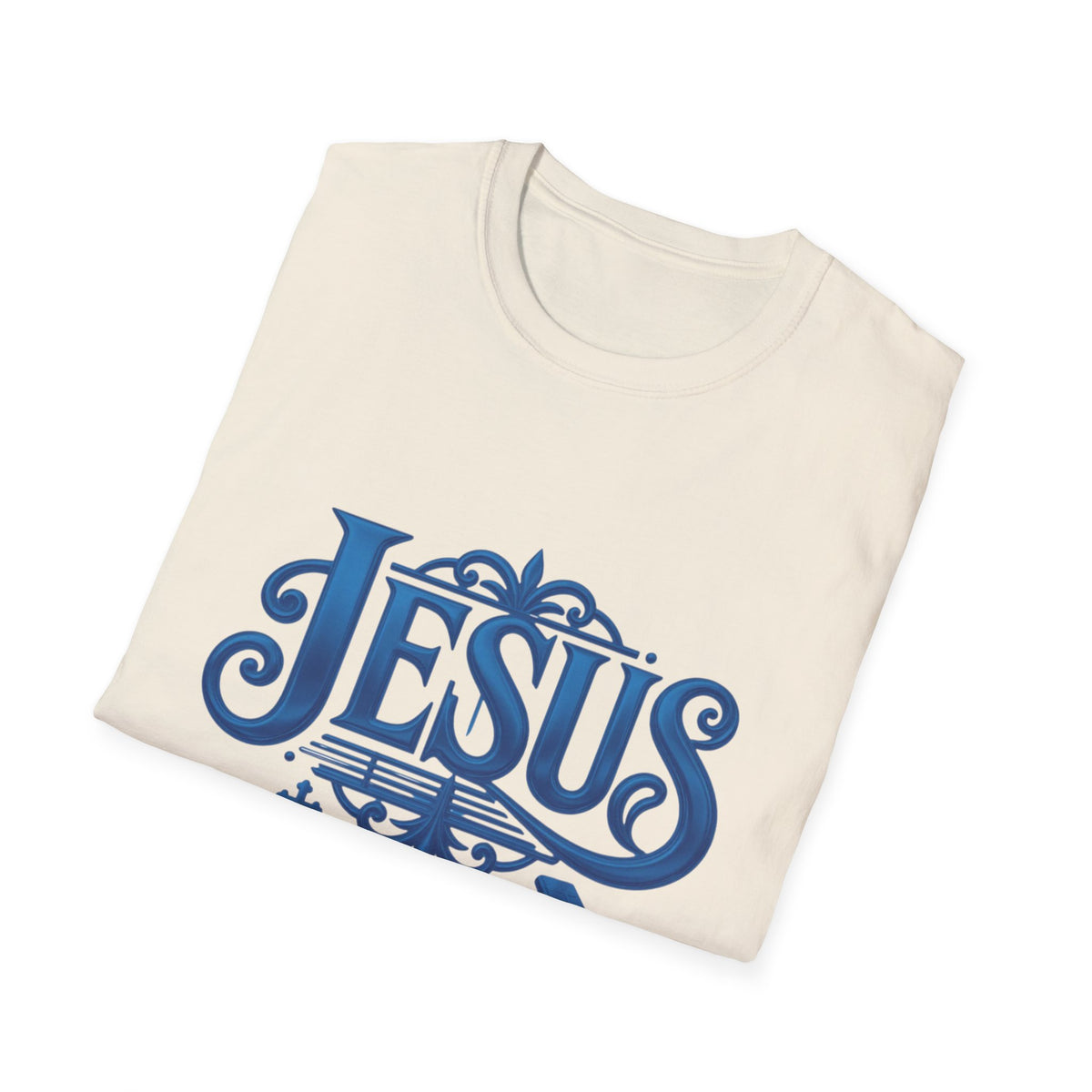 Jesus Blue Scroll Shirt, Christian Faith Tee