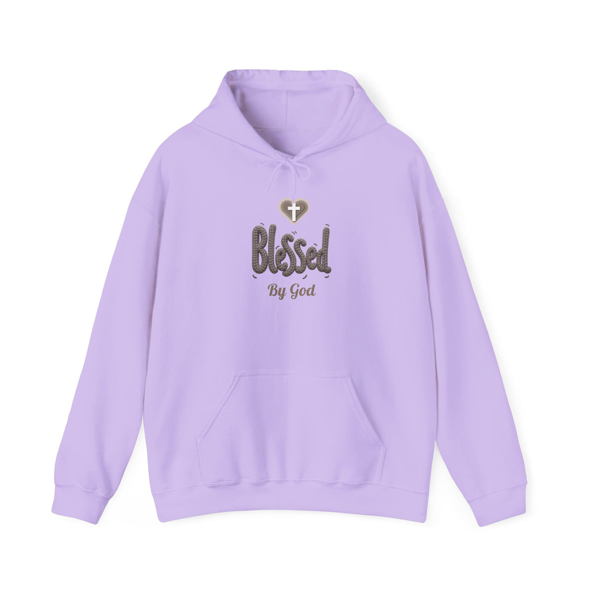 Blessed By God Light Colored Hoodie, Christian Heart Cross Sweatshirt