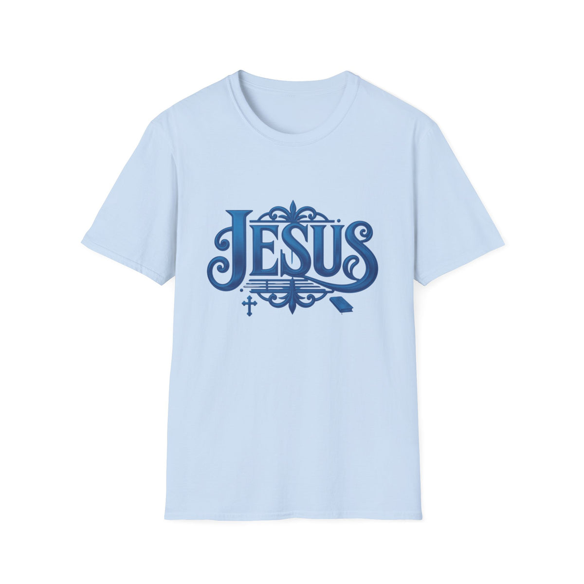 Jesus Blue Scroll Shirt, Christian Faith Tee