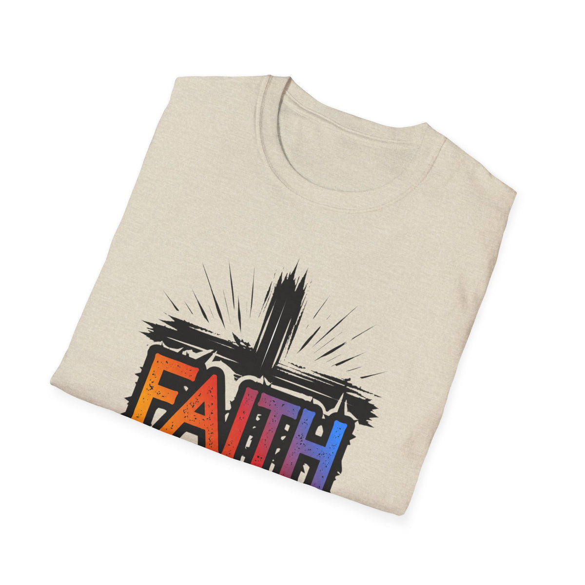 Faith Cross Shirt, Bold Colorful Christian Light Colored Tee