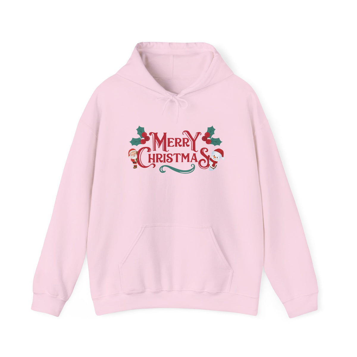 Merry Christmas Santa and Snowman Hoodie, Festive Holiday Sweatshirt