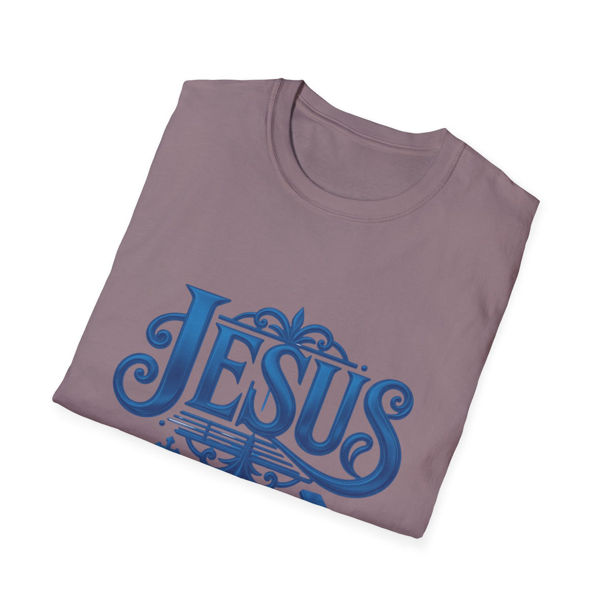 Jesus Blue Scroll Shirt, Christian Faith Tee