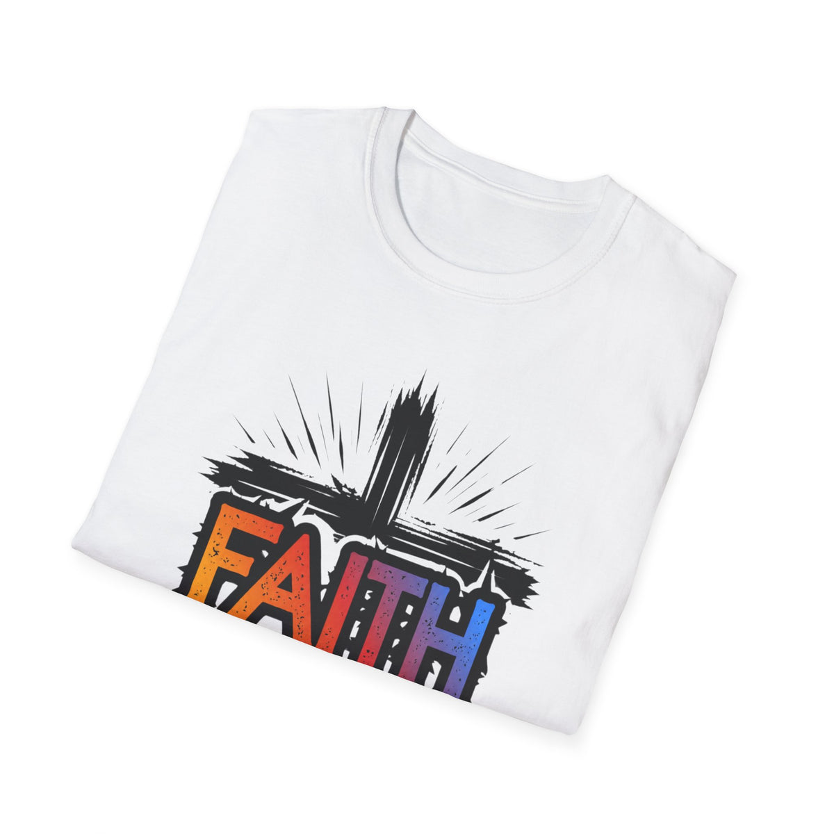 Faith Cross Shirt, Bold Colorful Christian Light Colored Tee