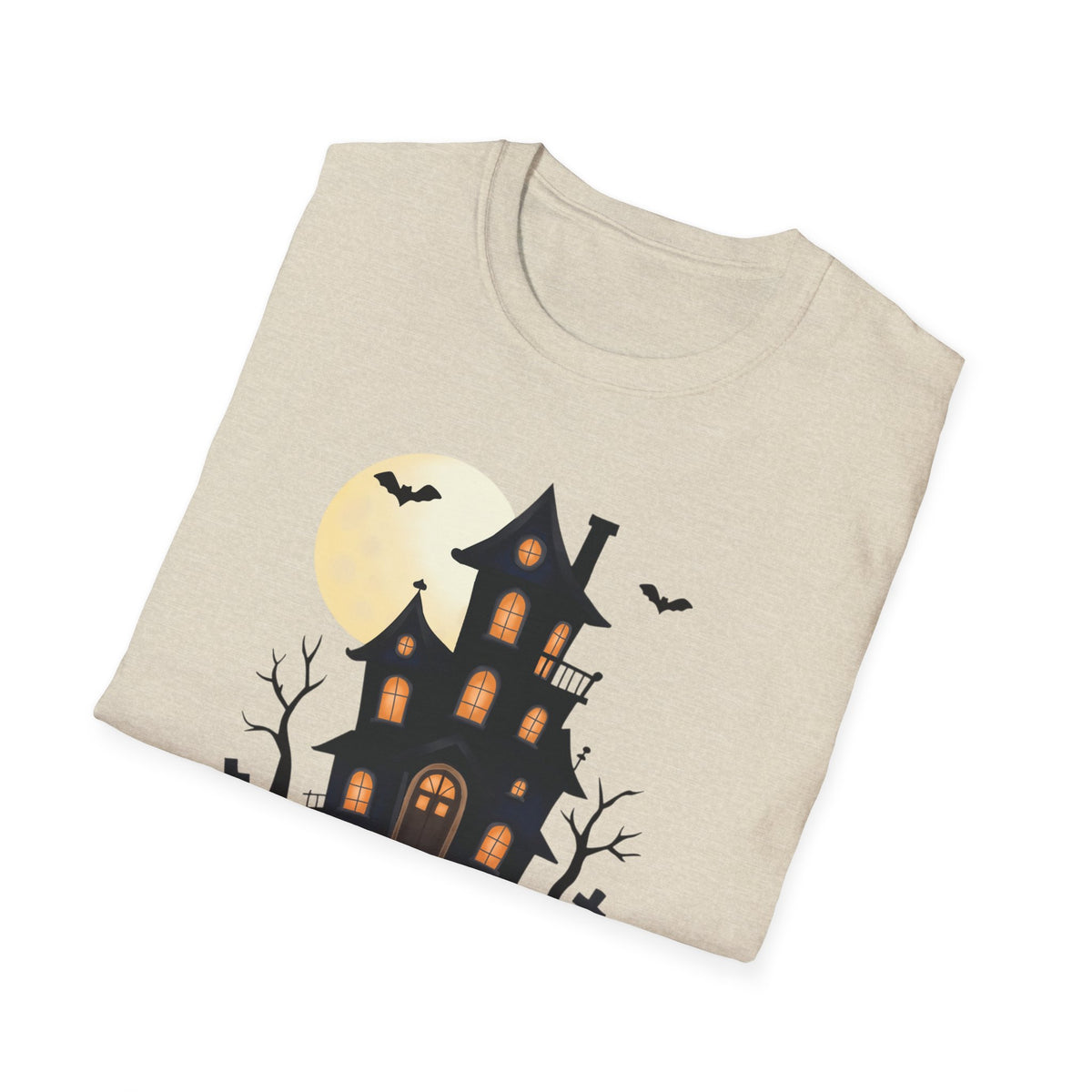 Happy Halloween Haunted House Light Colored Shirt, Spooky Full Moon Halloween