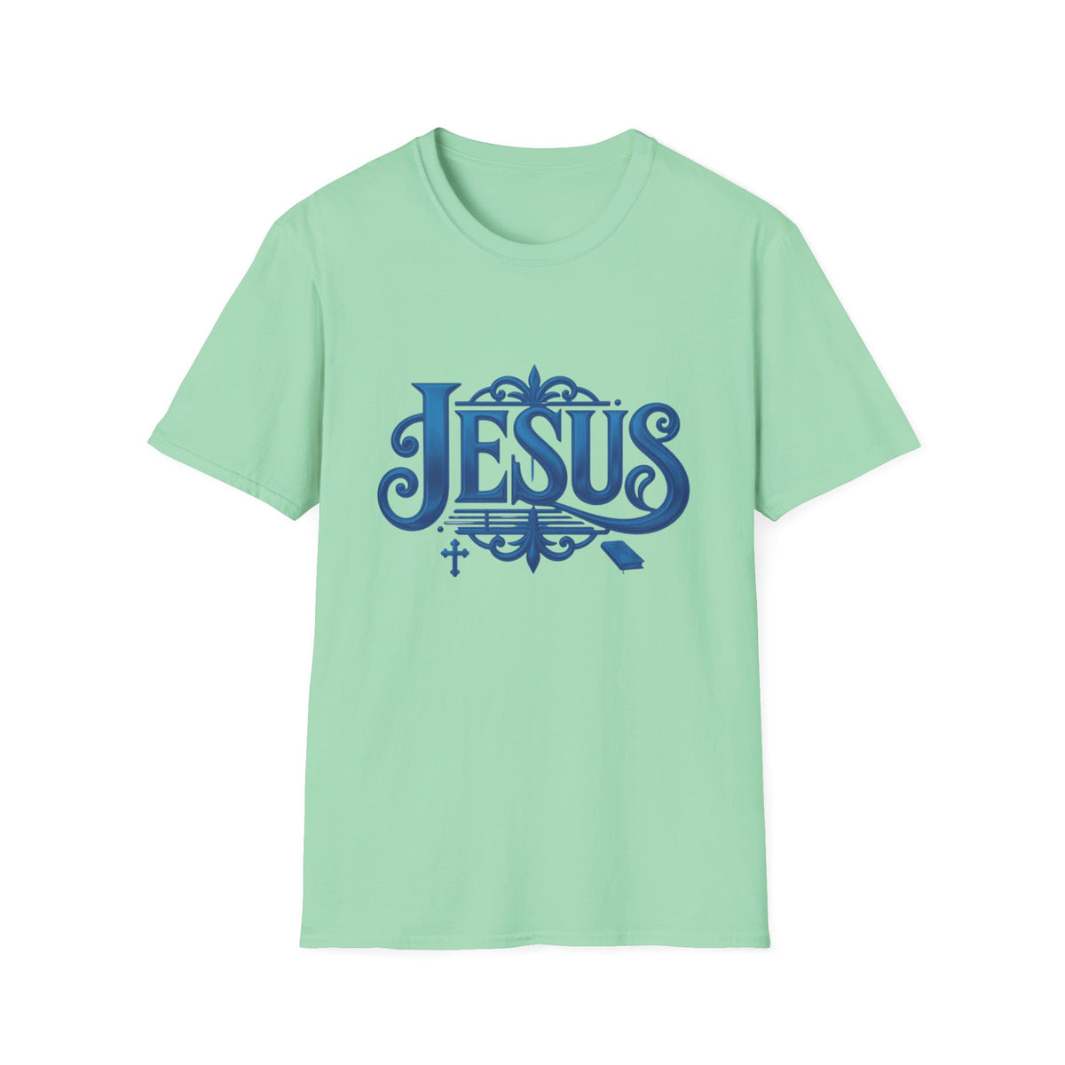 Jesus Blue Scroll Shirt, Christian Faith Tee