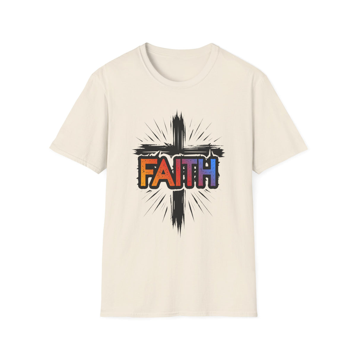 Faith Cross Shirt, Bold Colorful Christian Light Colored Tee