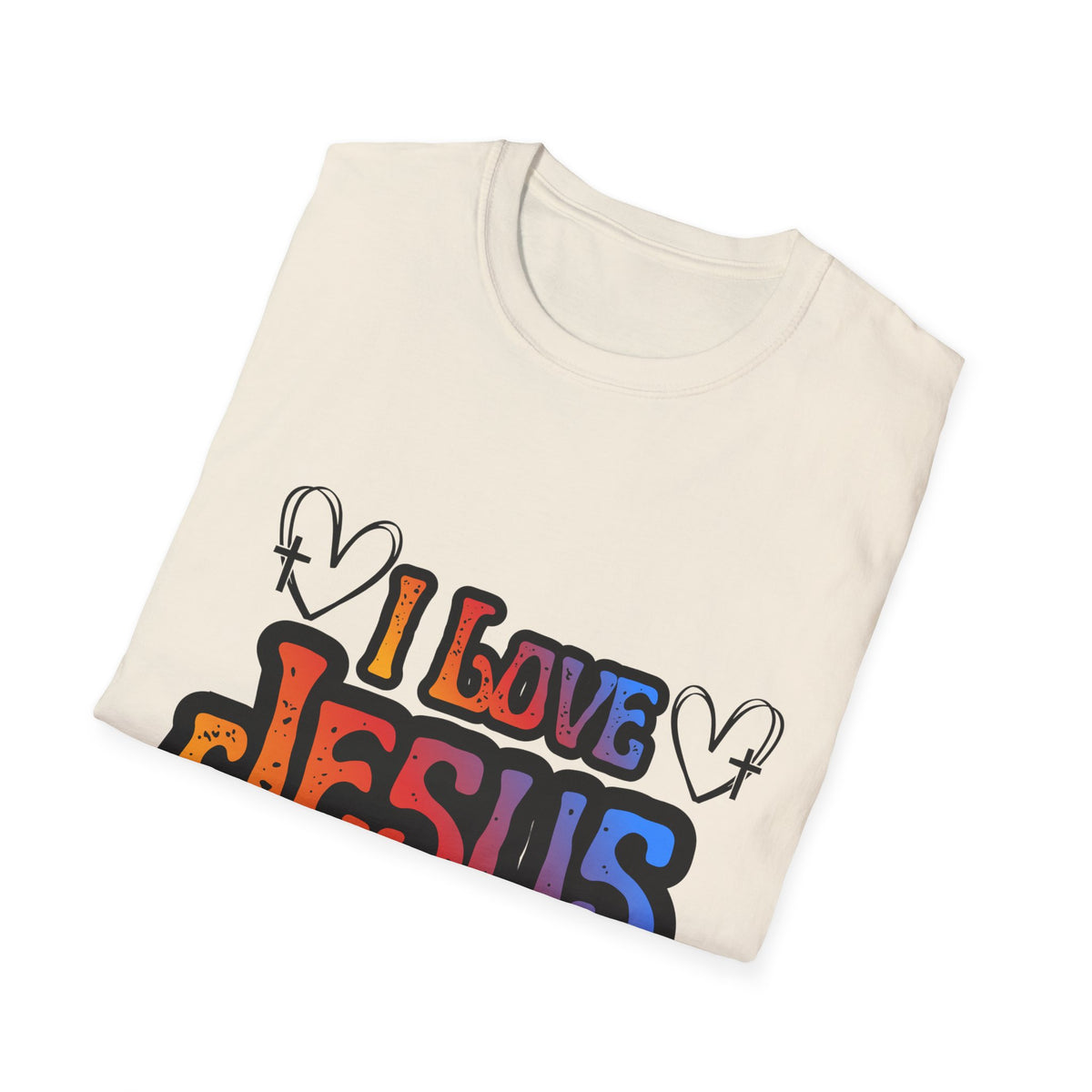 I Love Jesus Shirt, Saved By Grace Colorful Christian Tee