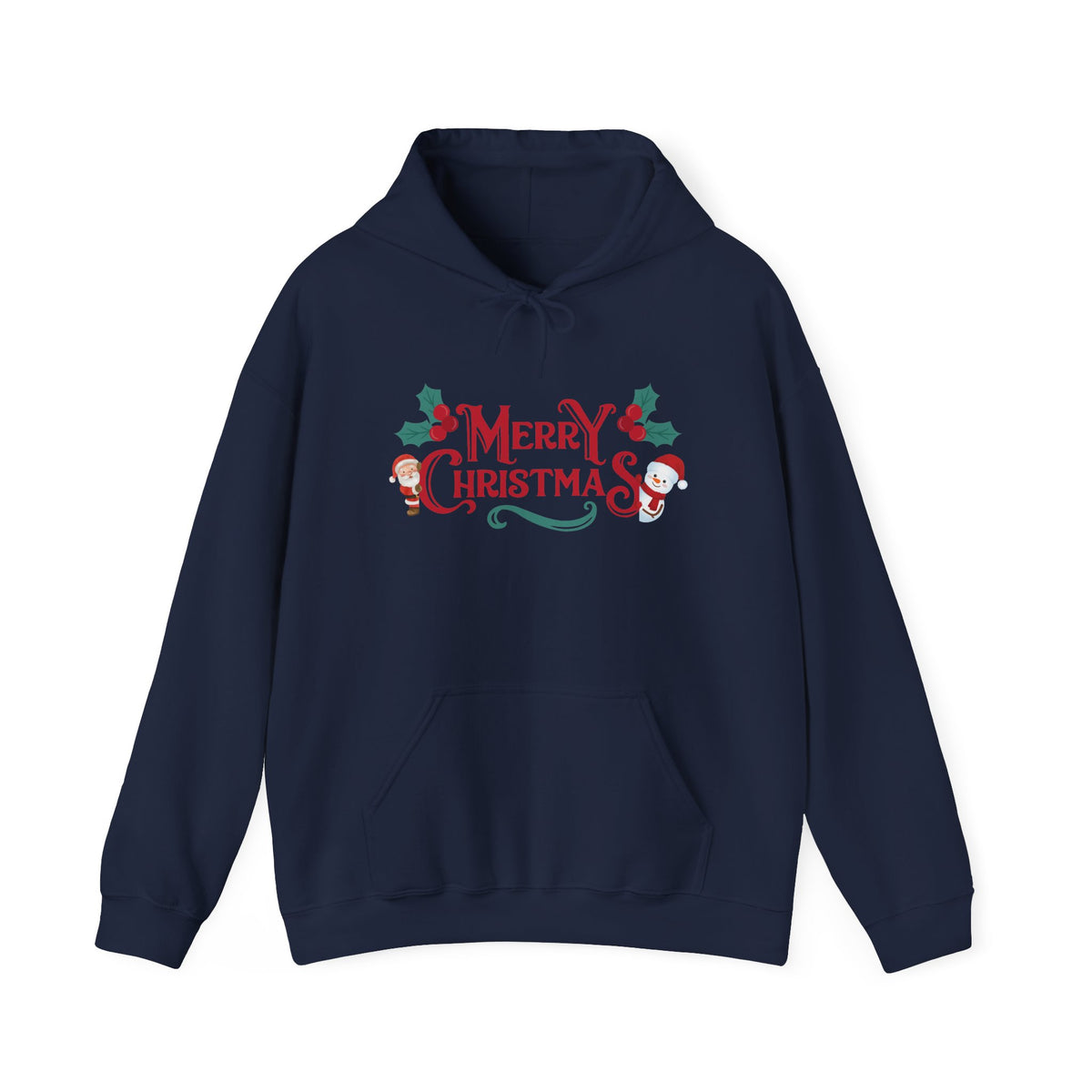 Merry Christmas Santa and Snowman Hoodie, Festive Holiday Sweatshirt