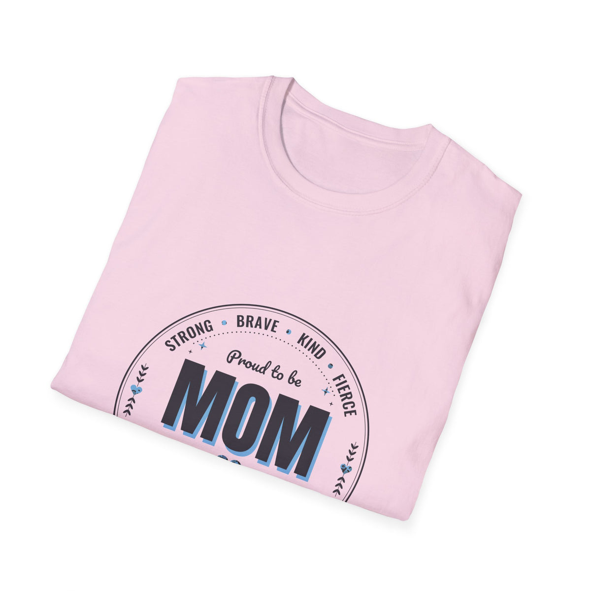 Proud to Be MOM Blue Leopard Light Colored Shirt, Mom Badge Tee