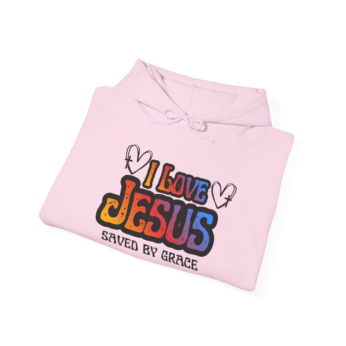 I Love Jesus Hoodie, Saved By Grace Colorful Christian Sweatshirt