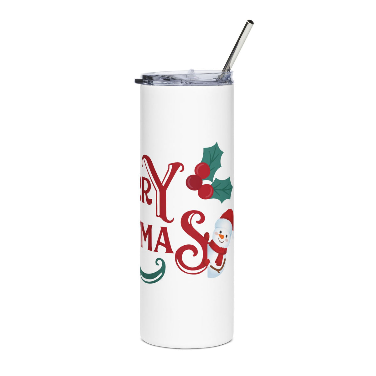 Merry Christmas Santa and Snowman 20oz Tumbler, Holiday Travel Cup