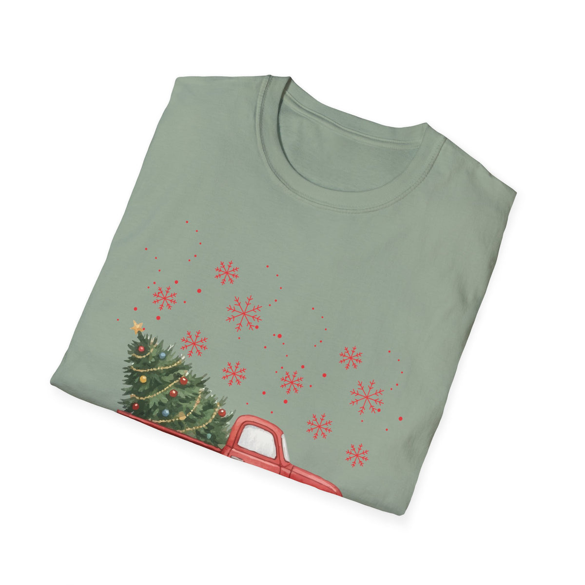 Merry Christmas Red Truck Shirt, Vintage Christmas Tree Truck Tee •