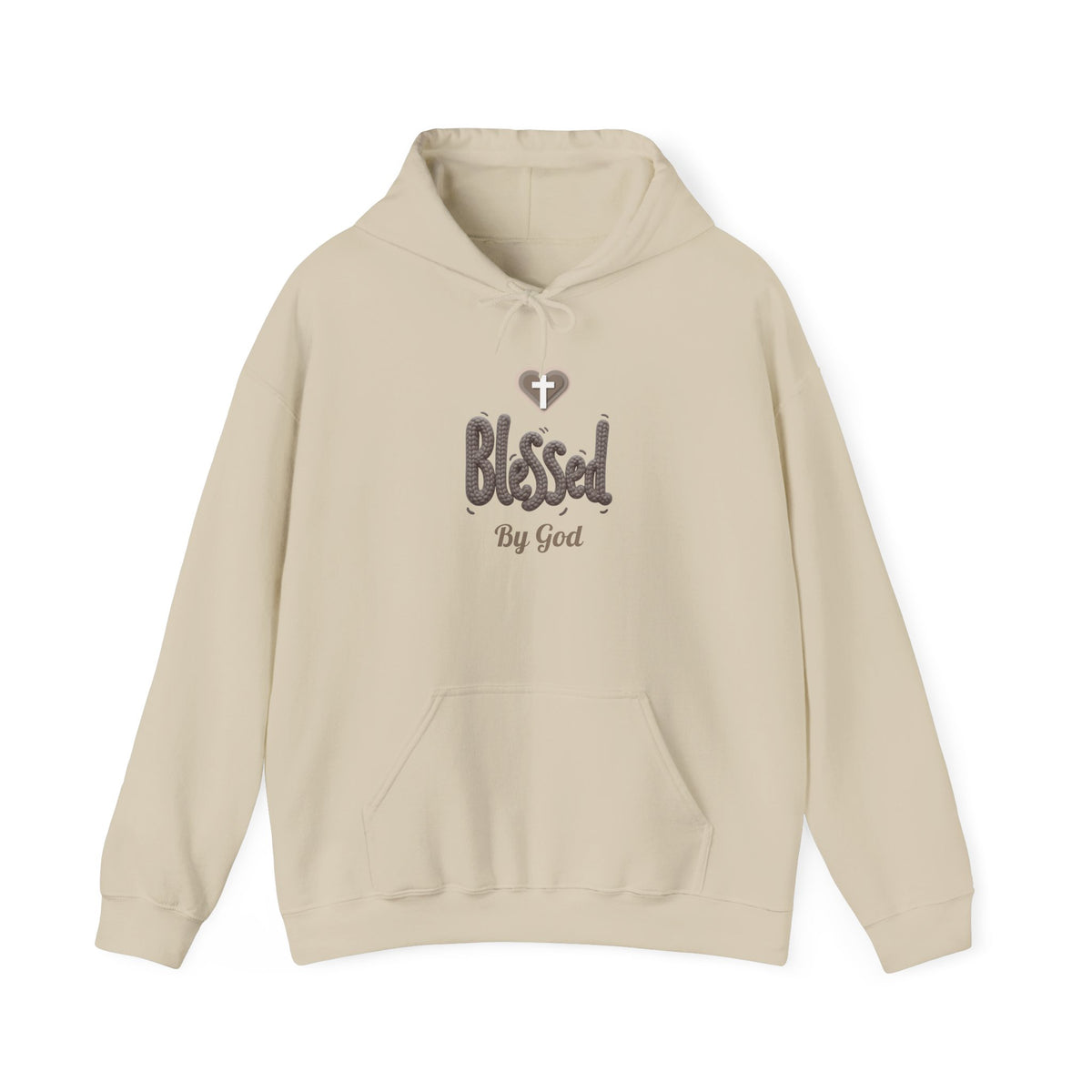 Blessed By God Light Colored Hoodie, Christian Heart Cross Sweatshirt