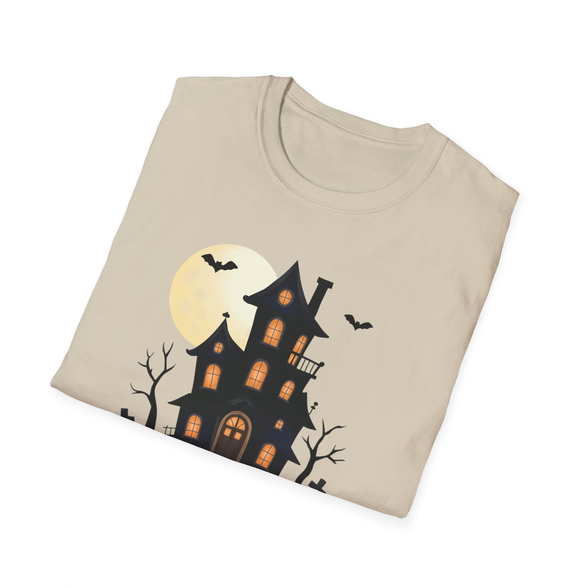 Happy Halloween Haunted House Light Colored Shirt, Spooky Full Moon Halloween
