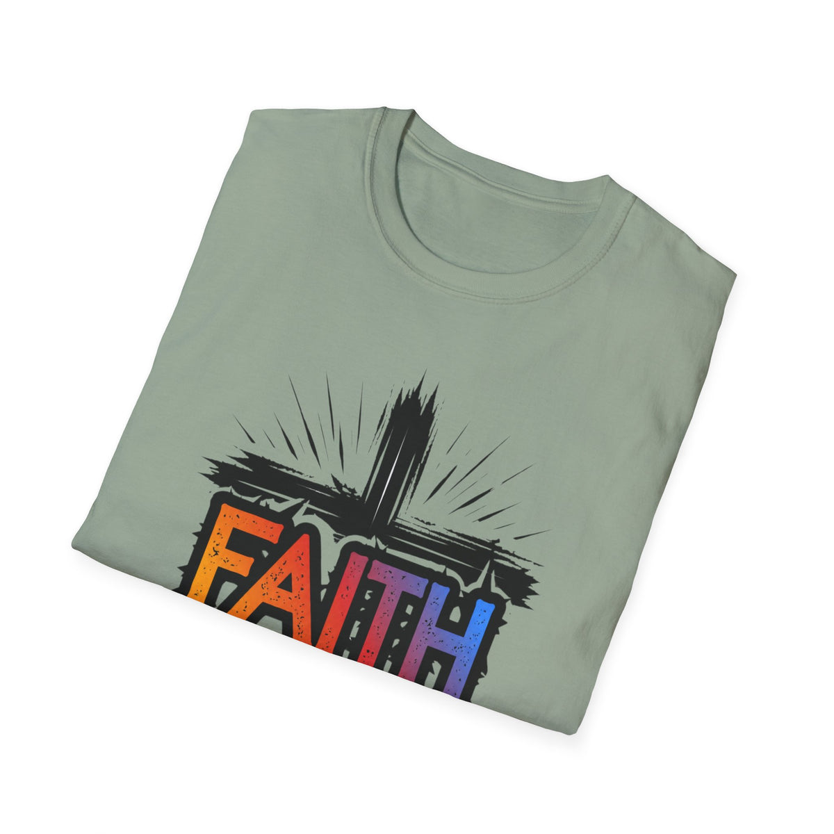 Faith Cross Shirt, Bold Colorful Christian Light Colored Tee