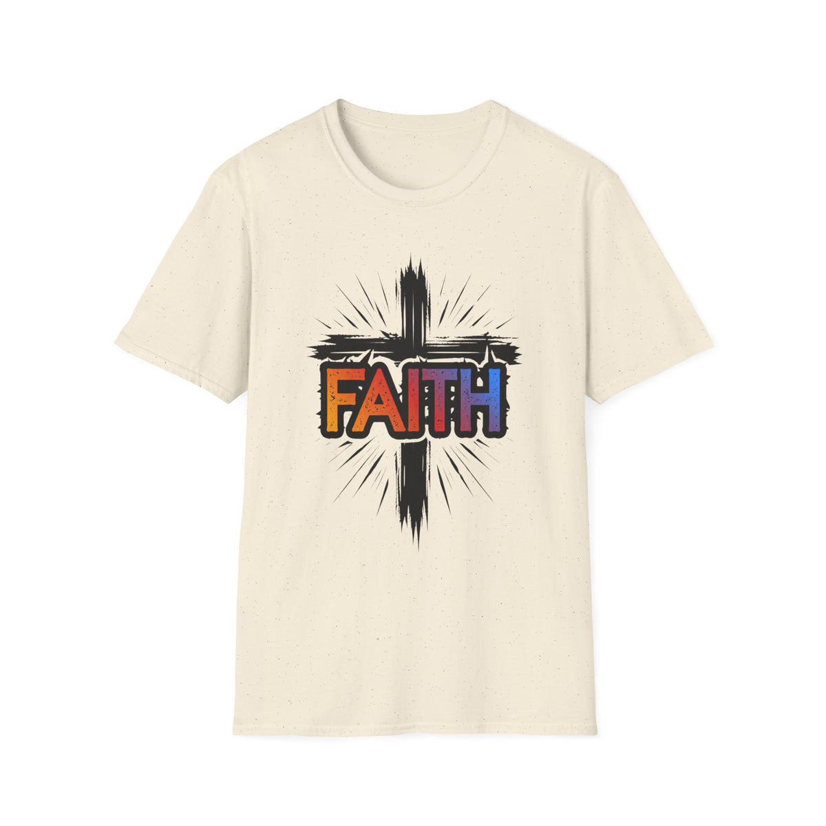Faith Cross Shirt, Bold Colorful Christian Light Colored Tee