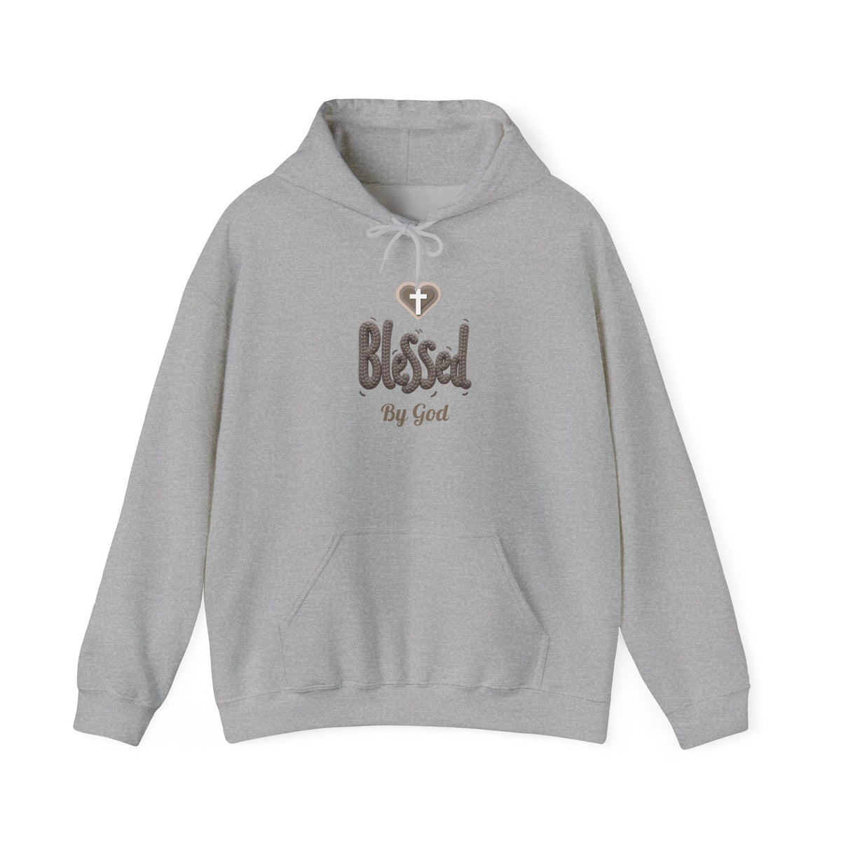 Blessed By God Light Colored Hoodie, Christian Heart Cross Sweatshirt