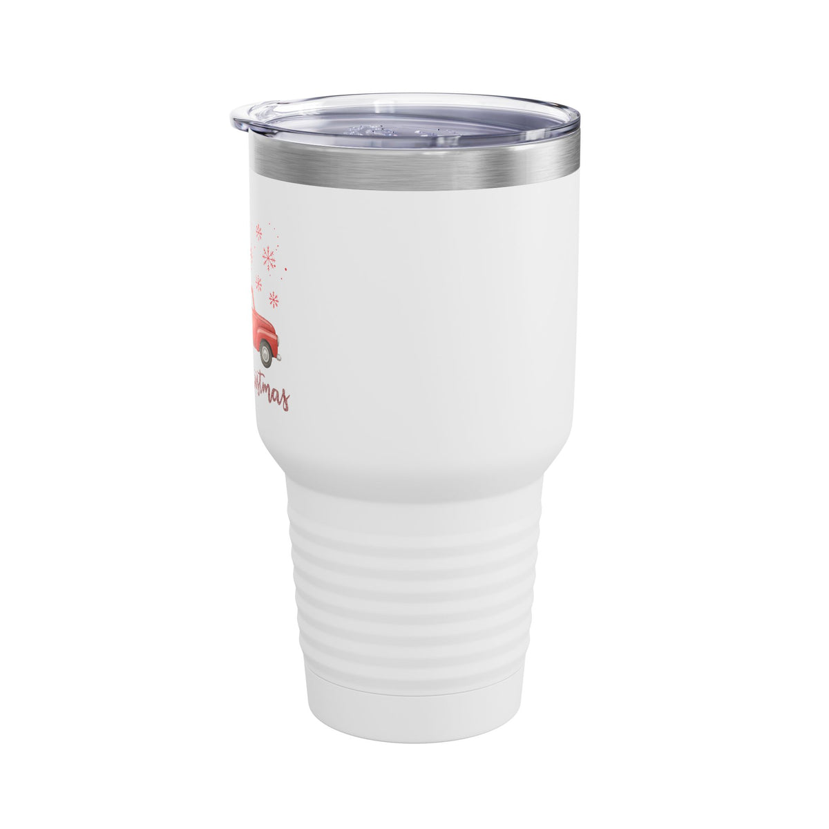 Merry Christmas Red Truck 30oz Tumbler, Farmhouse Christmas Cup