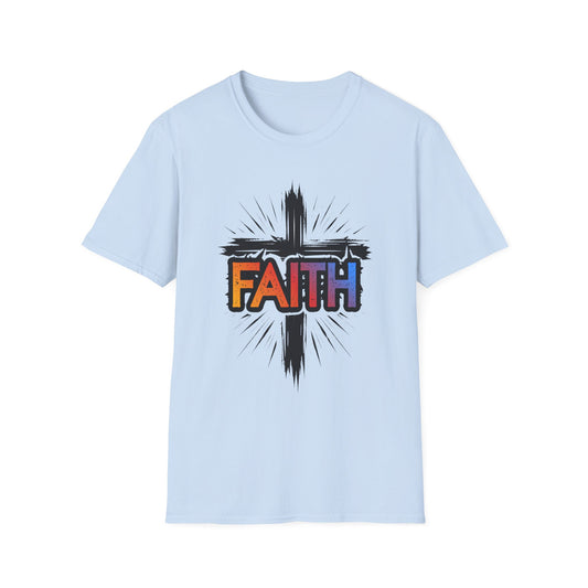 Faith Cross Shirt, Bold Colorful Christian Light Colored Tee