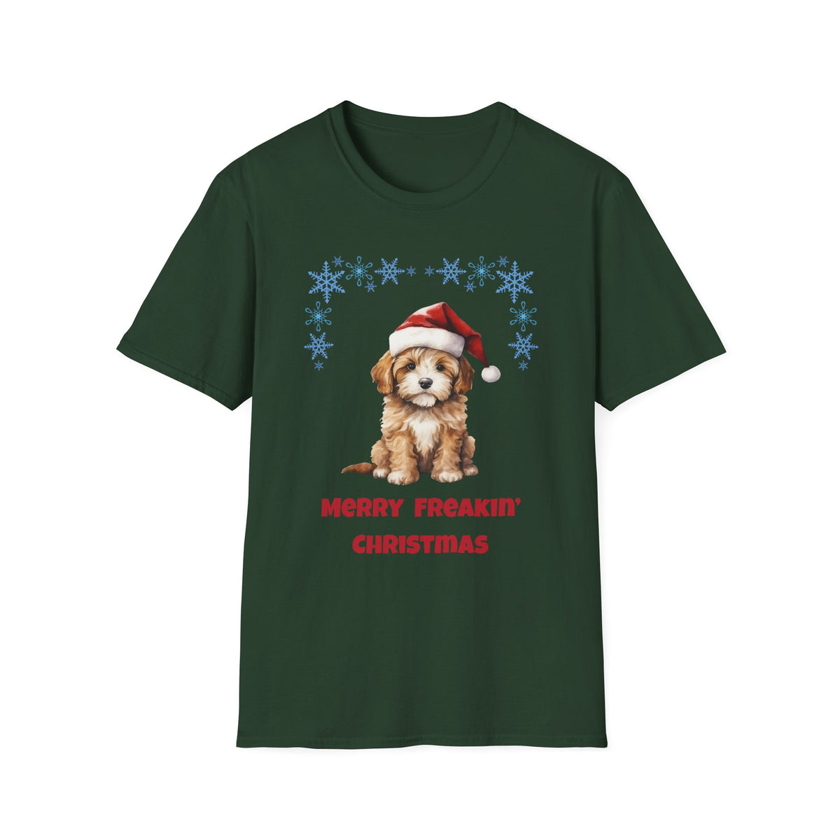 Merry Freakin' Christmas Snowflake Puppy Shirt, Cute Dog Christmas Tee