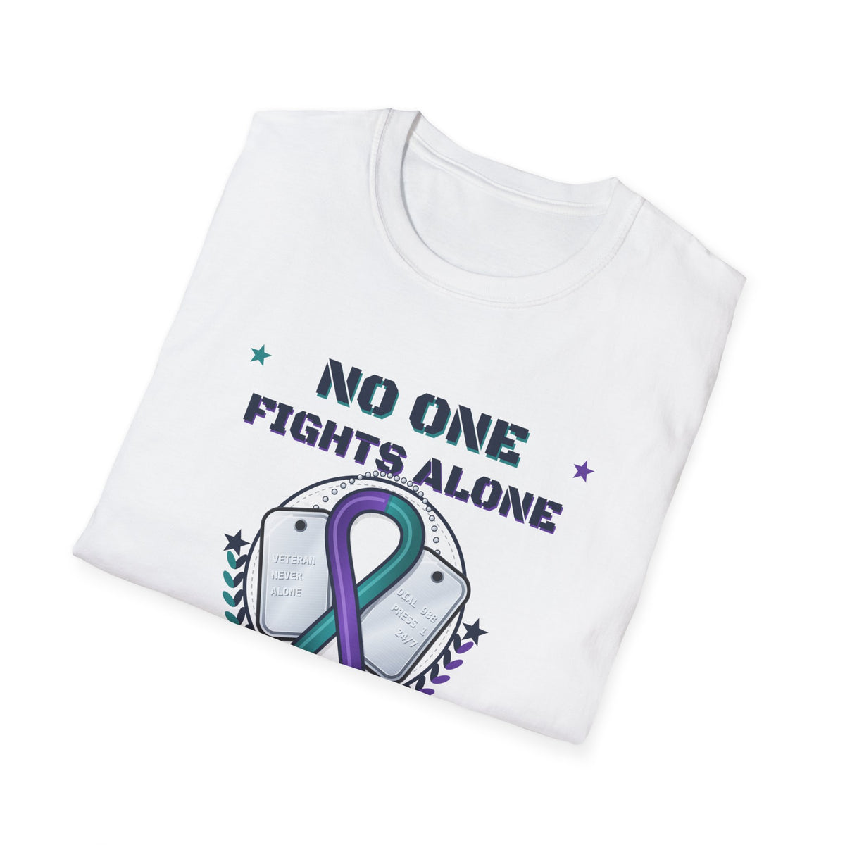 No One Fights Alone Light Colored Shirt, Check On Your Battle Buddy Veteran Tee, Suicide Prevention Awareness