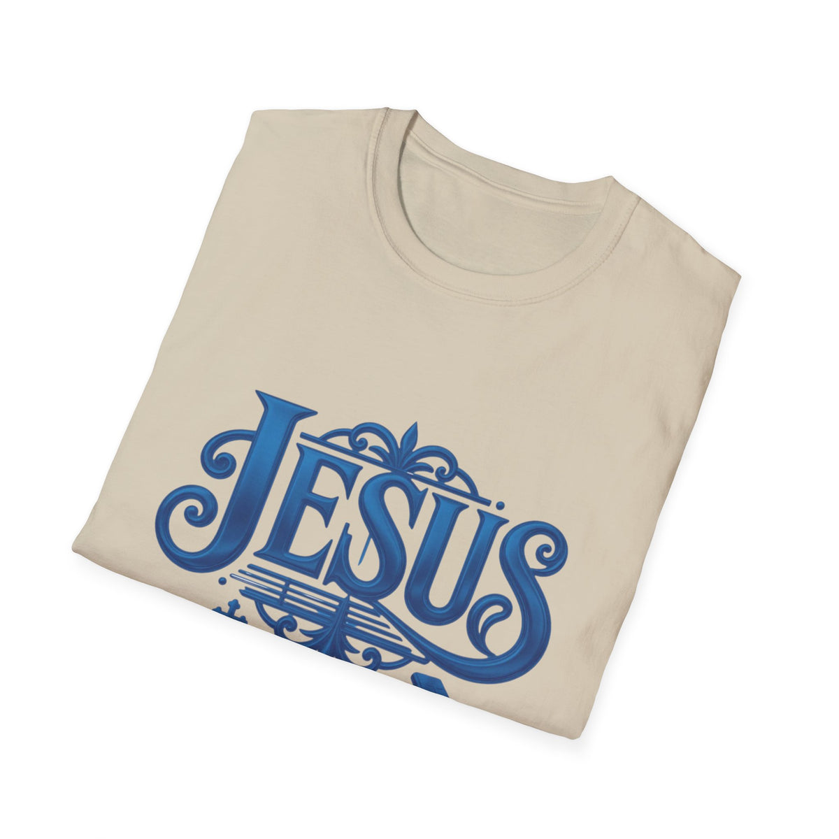 Jesus Blue Scroll Shirt, Christian Faith Tee