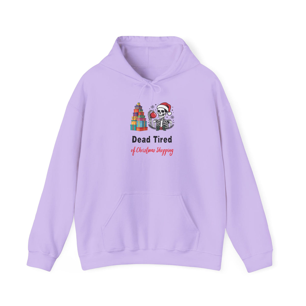 Dead Tired of Christmas Shopping Hoodie, Funny Skeleton Holiday Sweatshirt